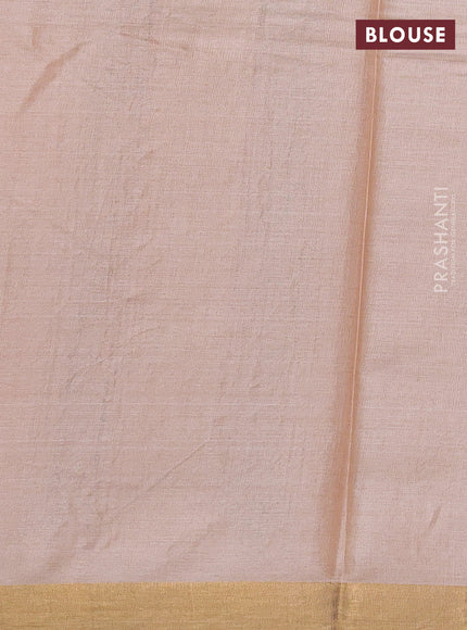 Banana silk saree peach shade with allover thread & gold zari woven buttas and zari woven border