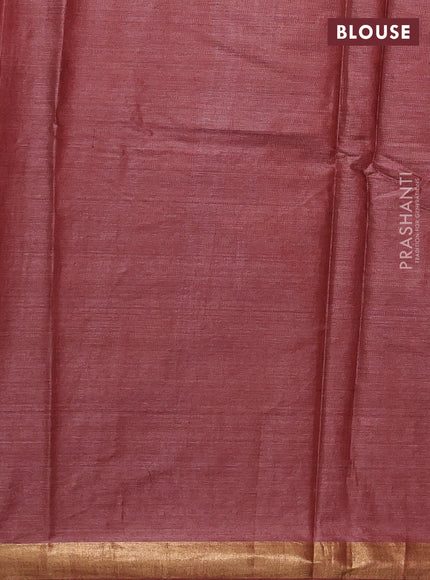 Banana silk saree maroon with allover silver & gold zari woven buttas and zari woven border