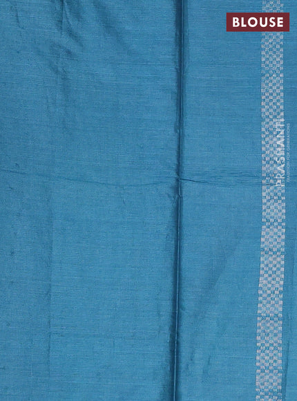 Banana silk saree blue shade with silver & gold zari woven buttas and zari woven border