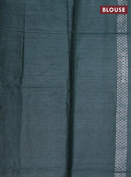 Banana silk saree peacock green with silver & gold zari woven buttas and zari woven border