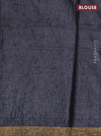 Banana silk saree dark grey with zari woven muniya buttas and zari woven border