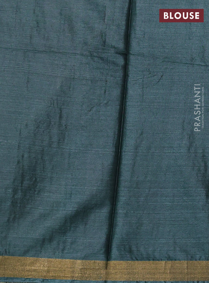 Banana silk saree peacock green with zari woven muniya buttas and zari woven border