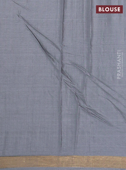 Banana silk saree grey with thread & zari woven buttas and zari woven border