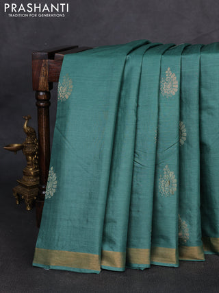 Banana silk saree green with thread & zari woven buttas and zari woven border