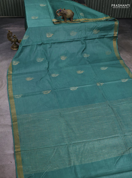 Banana silk saree green with thread & zari woven buttas and zari woven border
