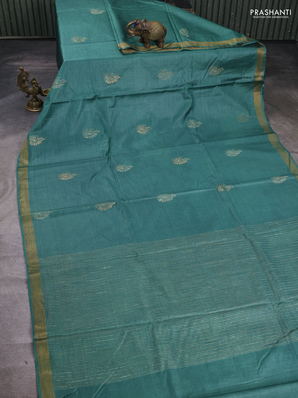 Banana silk saree green with thread & zari woven buttas and zari woven border