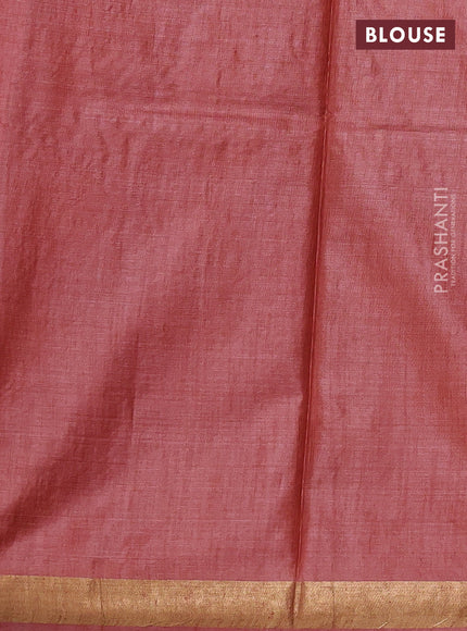 Banana silk saree orange with thread & zari woven buttas and zari woven border