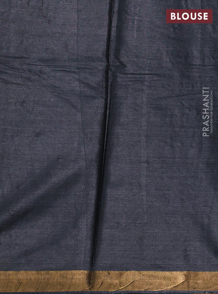 Banana silk saree elephant grey with thread & zari woven buttas and zari woven border