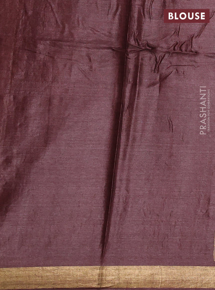 Banana silk saree coffee brown with allover thread & zari woven buttas and zari woven border