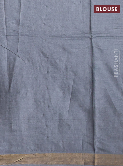 Banana silk saree grey with allover silver & gold zari woven buttas and zari woven border