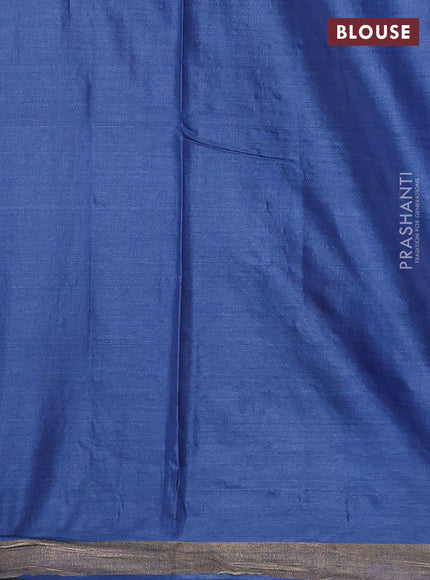 Banana silk saree blue with allover silver & gold zari woven buttas and zari woven border