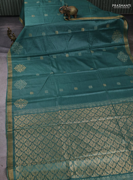 Banana silk saree green shade with allover thread & zari woven buttas and zari woven border