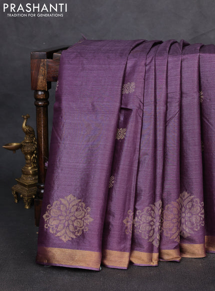 Banana silk saree pastel purple with allover thread & zari woven buttas and zari woven border