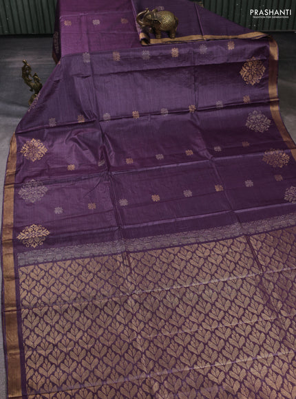 Banana silk saree pastel purple with allover thread & zari woven buttas and zari woven border