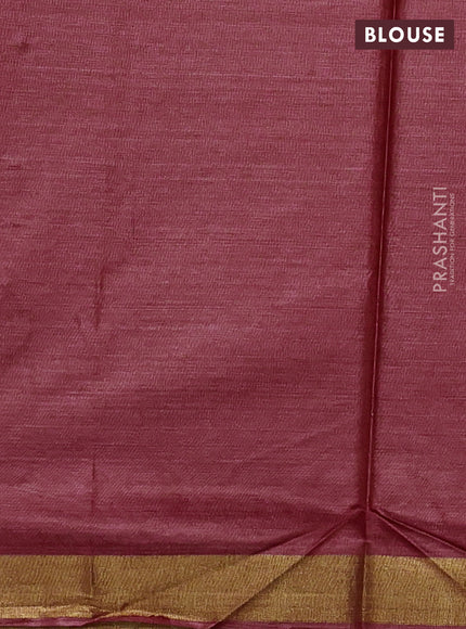 Banana silk saree maroon with allover silver & gold zari woven buttas and zari woven border