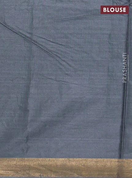 Banana silk saree grey with thread & zari woven buttas and zari woven border