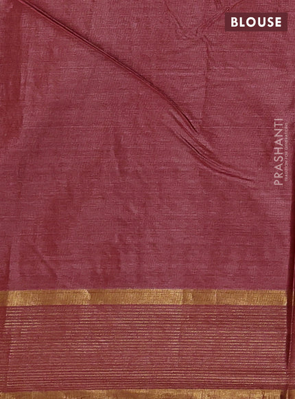 Banana silk saree maroon with thread & zari woven buttas and zari woven border