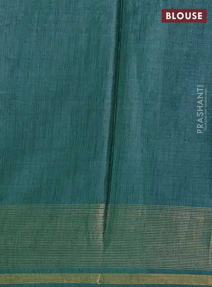 Banana silk saree green shade with allover silver & gold zari woven buttas and zari woven border