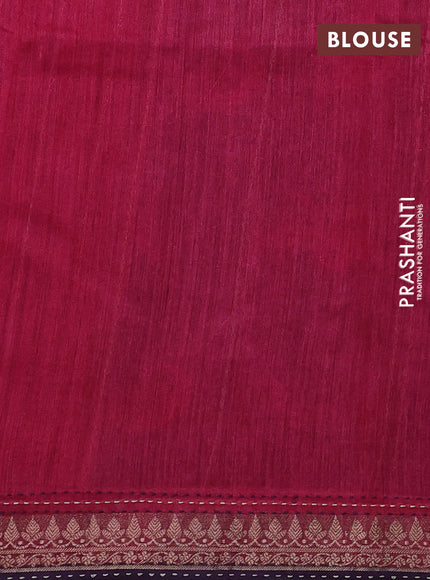 Munga tussar silk saree purple and pink shade with allover butta prints & kantha stitch work and zari woven border