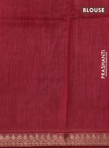 Munga tussar silk saree maroon and pink shade with allover prints & kantha stitch work and zari woven border