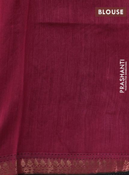Munga tussar silk saree black and pink shade with allover butta prints & kantha stitch work and zari woven border