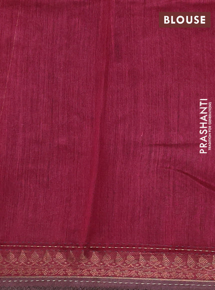 Munga tussar silk saree rosy brown and maroon shade with allover prints and zari woven kantha stitch work