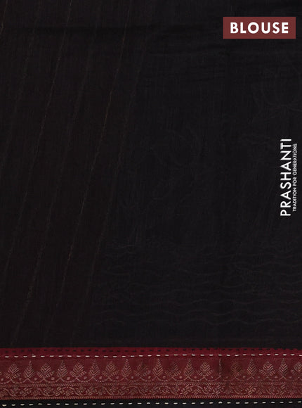Munga tussar silk saree black and maroon shade with allover prints & kantha stitch work and zari woven border