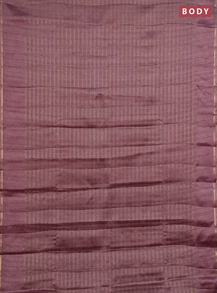 Semi tussar saree mauve pink and beige with allover zari checked pattern and simple border