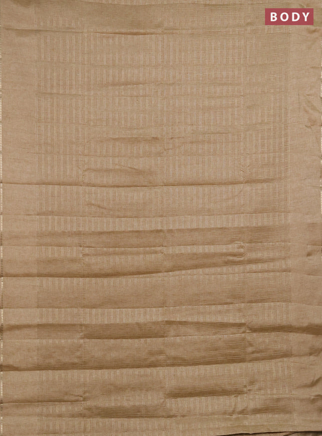Semi tussar saree sandal and beige with allover zari checked pattern and simple border