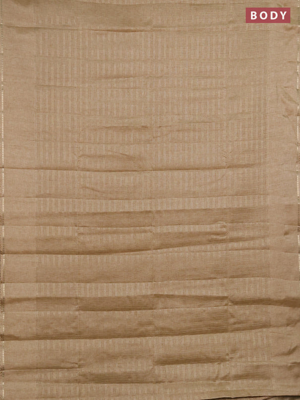 Semi tussar saree sandal and beige with allover zari checked pattern and simple border