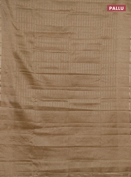 Semi tussar saree sandal and beige with allover zari checked pattern and simple border