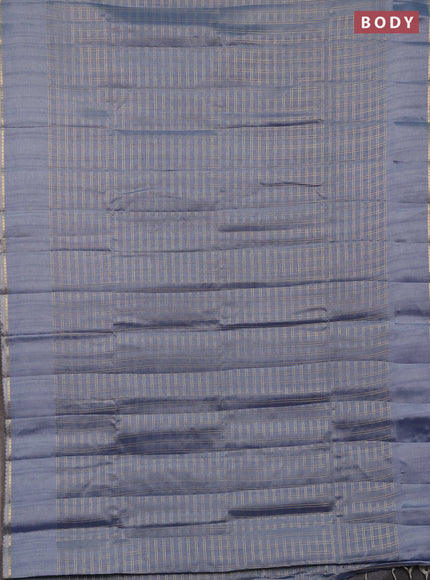 Semi tussar saree pastel blue and beige with allover zari checked pattern and simple border