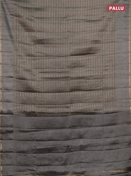 Semi tussar saree grey and beige with allover zari checked pattern and simple border