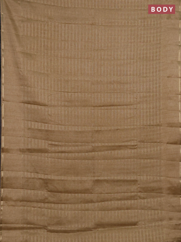 Semi tussar saree sandal and beige with allover zari checked pattern and simple border