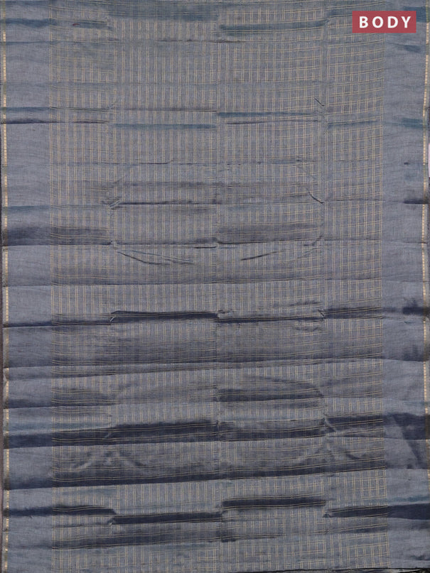 Semi tussar saree pastel blue and beige with allover zari checked pattern and simple border