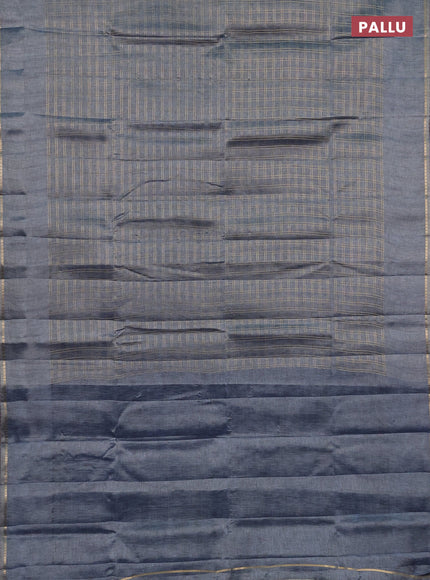 Semi tussar saree pastel blue and beige with allover zari checked pattern and simple border