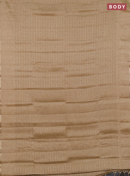 Semi tussar saree sandal and beige with allover zari checked pattern and simple border