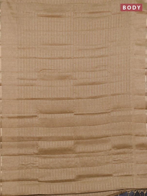 Semi tussar saree sandal and beige with allover zari checked pattern and simple border