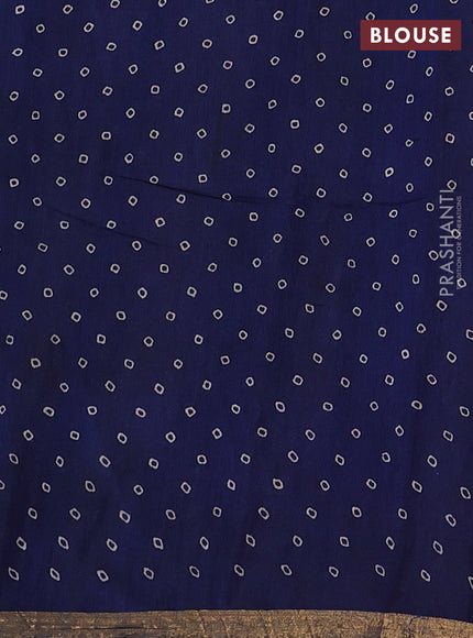 Muslin cotton saree navy blue with allover ajrakh prints and zari woven border