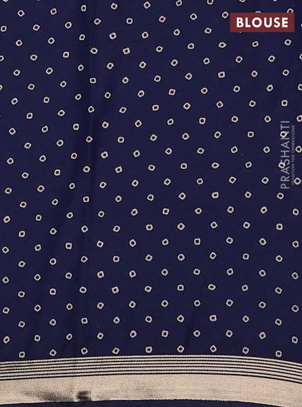 Muslin cotton saree navy blue with allover ajrakh prints and zari woven border