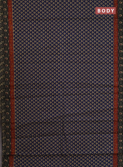 Muslin cotton saree blue and black with allover butta prints and printed border