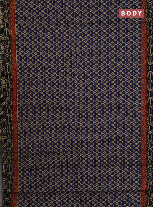 Muslin cotton saree blue and black with allover butta prints and printed border
