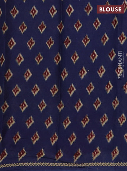 Muslin cotton saree blue and black with allover butta prints and printed border