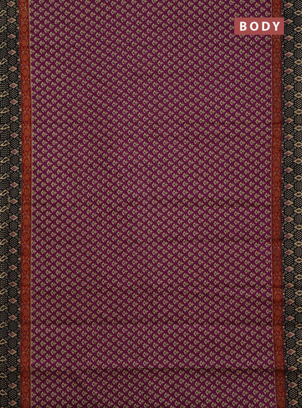 Muslin cotton saree magenta pink and black with allover butta prints and printed border
