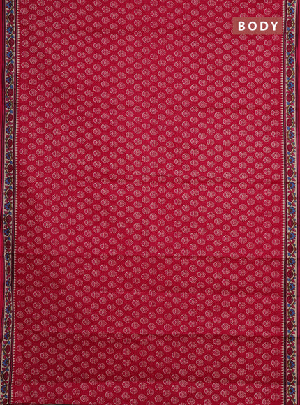 Muslin cotton saree pink and beige with allover butta prints and printed border