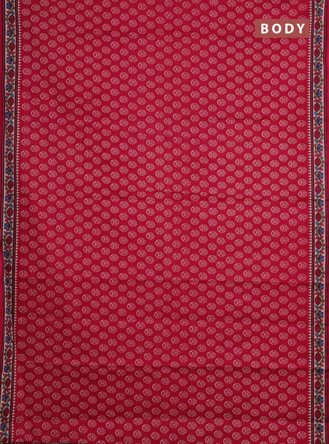 Muslin cotton saree pink and beige with allover butta prints and printed border