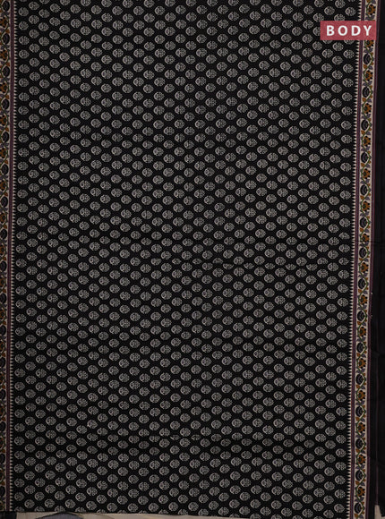 Muslin cotton saree black and beige with allover butta prints and printed border