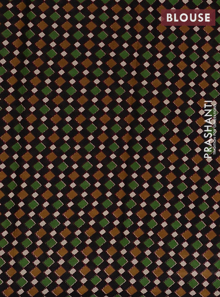 Muslin cotton saree black and beige with allover butta prints and printed border