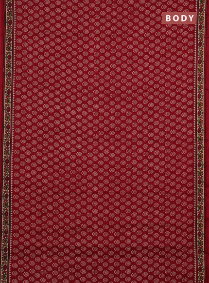 Muslin cotton saree maroon and beige with allover butta prints and printed border