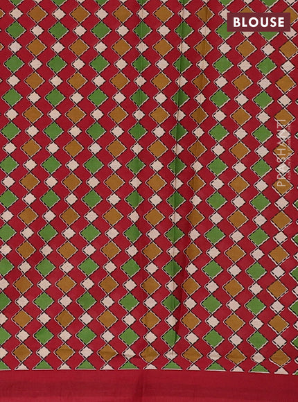 Muslin cotton saree maroon and beige with allover butta prints and printed border